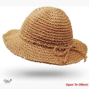 Straw Sun Hat Foldable Wide Brim Outdoor Beach Hat